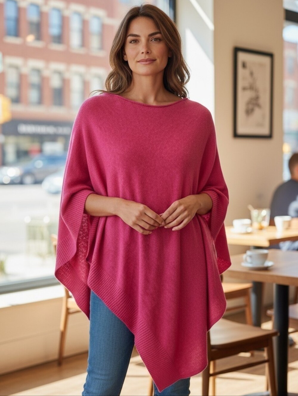 Artisan Ny Organic Linen Vibrant Coral Pink Top